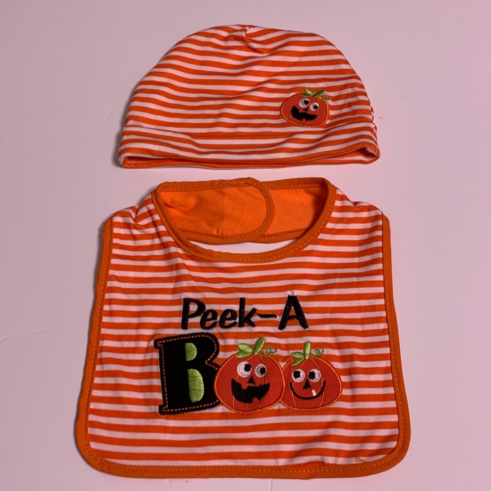 Baby's First Halloween Embroidered Bib & Hat